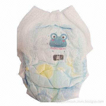 Disposable baby pull-ups diapers with stylish non-woven bottom film